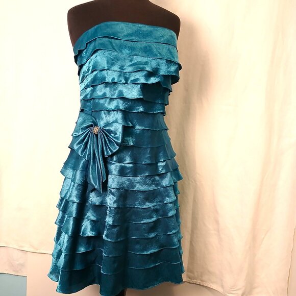 Dark Teal Ruffle Dress - Picture 1 of 5